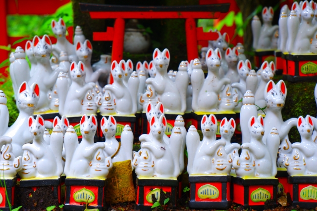 鎌倉の源頼朝ゆかりの佐助稲荷神社のお狐様