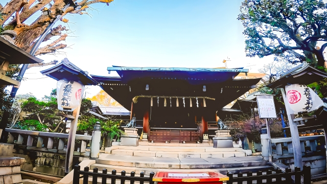 上野の五條天神社 木造の社殿